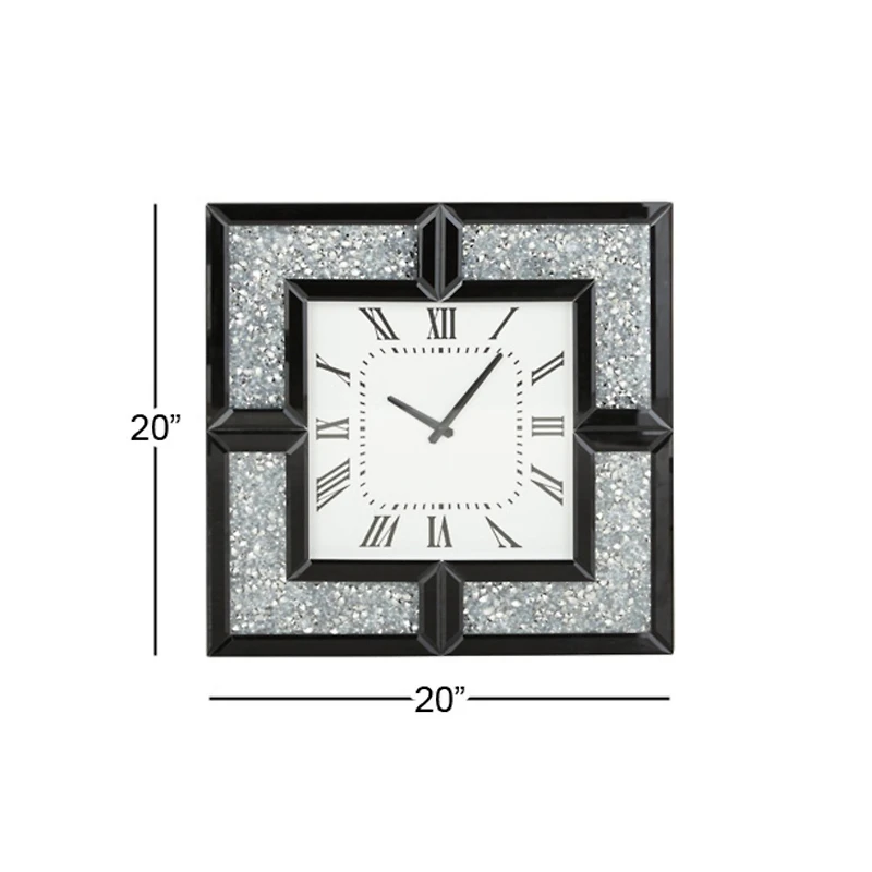 20" Black Wood Glam Wall Clock