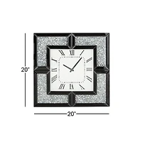 20" Black Wood Glam Wall Clock