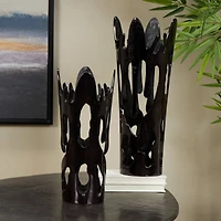 Black Contemporary Aluminum Drip Vase Set