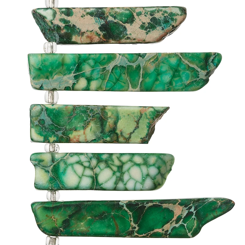 12 Pack:  Green Dyed Imperial Jasper Stick Beads by Bead Landing™