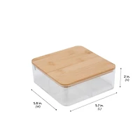 Simplify Bamboo Lid & Mirror Clear 3 Compartment Organizer