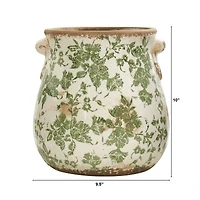10" Tuscan Ceramic Green Scroll Planter