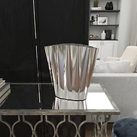 15" Silver Stainless Steel Vase with Zig Zag Edging