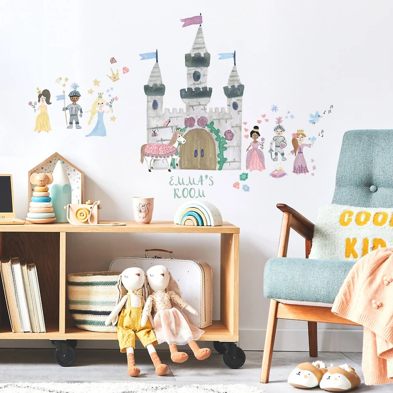 RoomMates Princess & Knight Castle Peel & Stick Giant Wall Decal Set with Alphabet