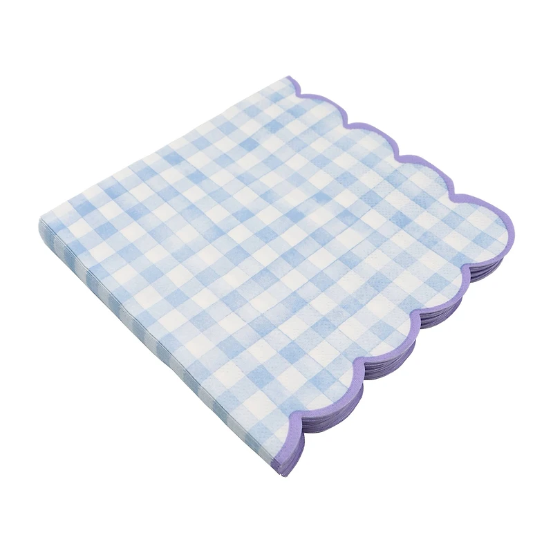 12 Packs: 20 ct. (240 total) & White Gingham Scallop Lunch Napkins by Celebrate It