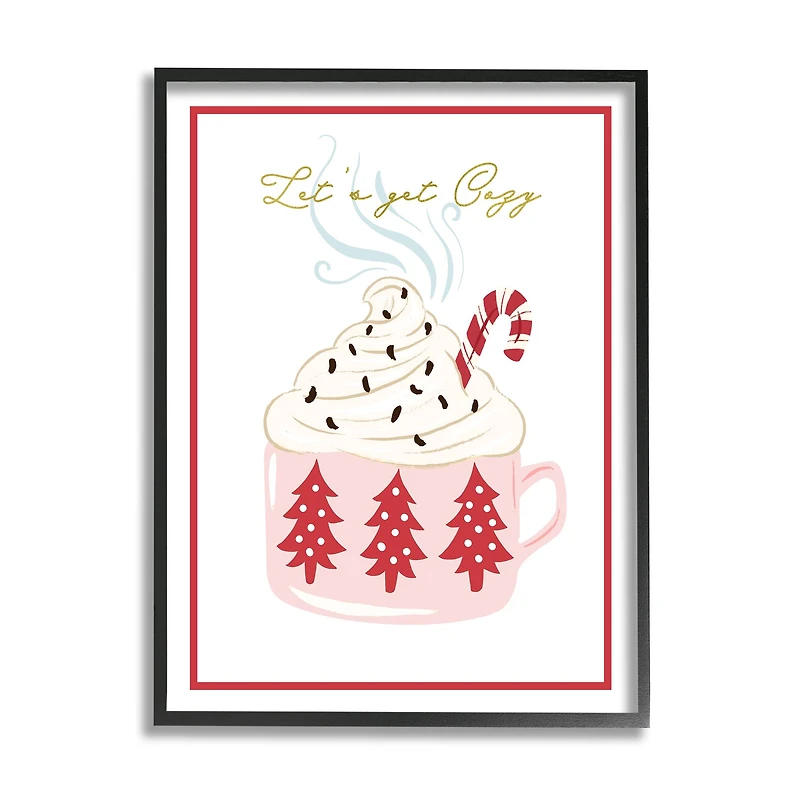 Stupell Industries Let's Get Cozy Pink Cocoa Framed Giclee Art