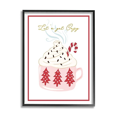 Stupell Industries Let's Get Cozy Pink Cocoa Framed Giclee Art