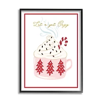 Stupell Industries Let's Get Cozy Pink Cocoa Framed Giclee Art