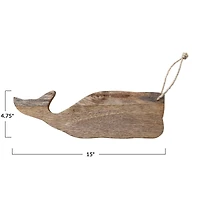 Hello Honey® 15" Natural Wood Whale Shaped Cutting or Serving Board