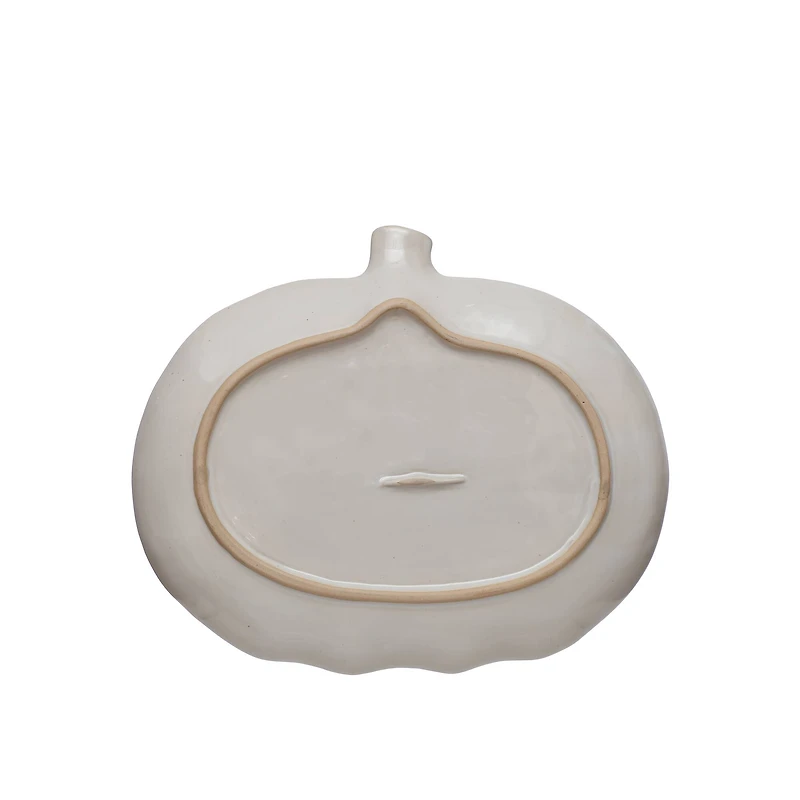 10.75" White Pumpkin Ceramic Serving Plate by Ashland®