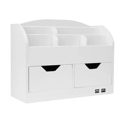 American Art Décor™ White Space Saving Desk Organizer with USB Port