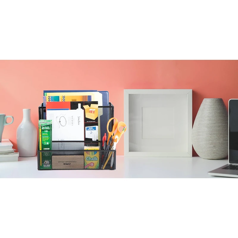 Mind Reader Large Black Metal File Organizer Basket