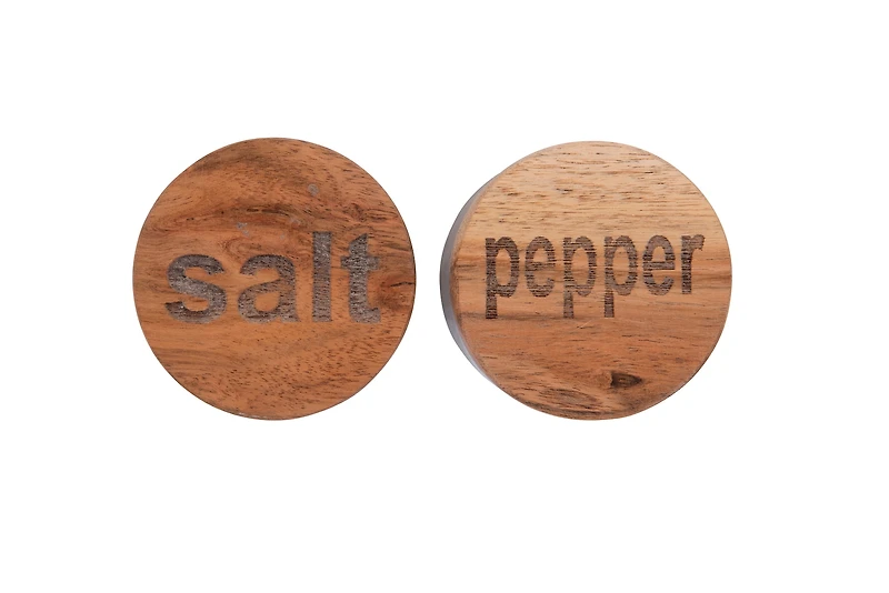 Hello Honey® Black & White Marble Salt & Pepper Pots with Wood Lids Set