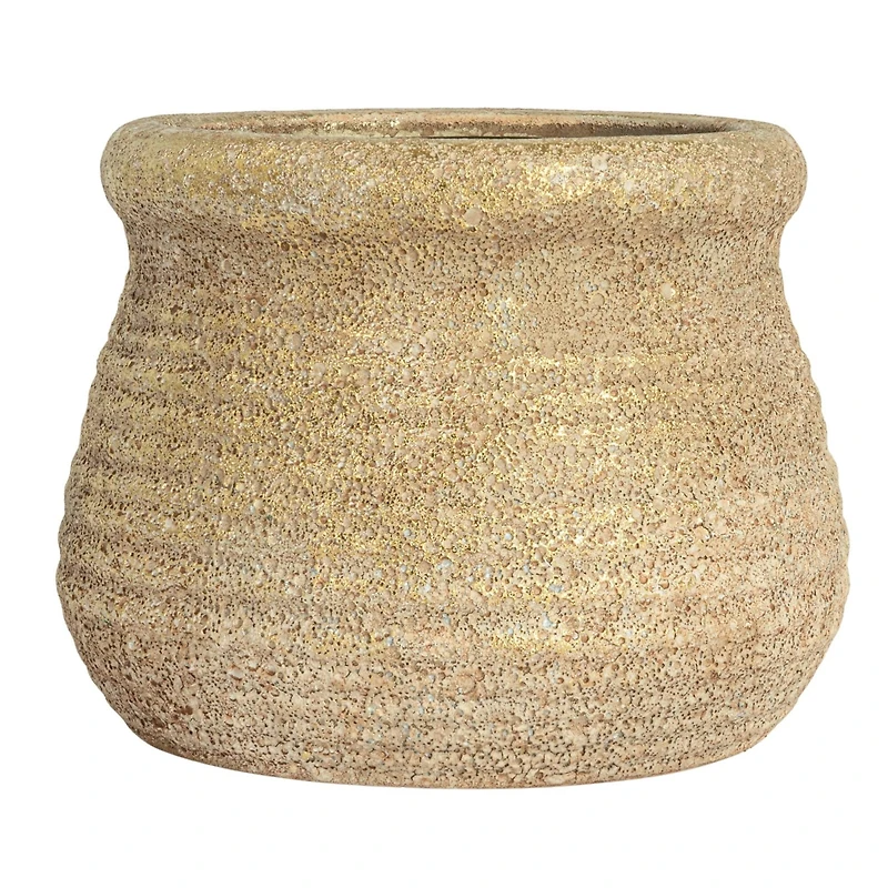 Hello Honey® 5.75" Gold Round Volcano Terra Cotta Planter