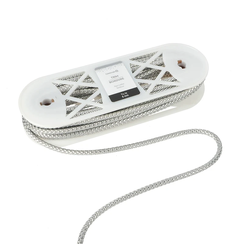 5/16" Silver Faux Leather Trim by Celebrate It® 