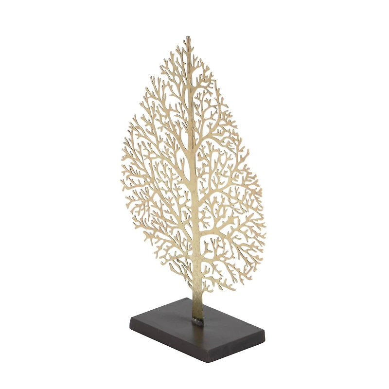 16" Gold Metal Traditional Nature Sculpture