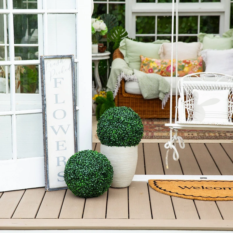 12in. UV Resistant Artificial Boxwood Ball (Indoor/Outdoor) - Set of 2