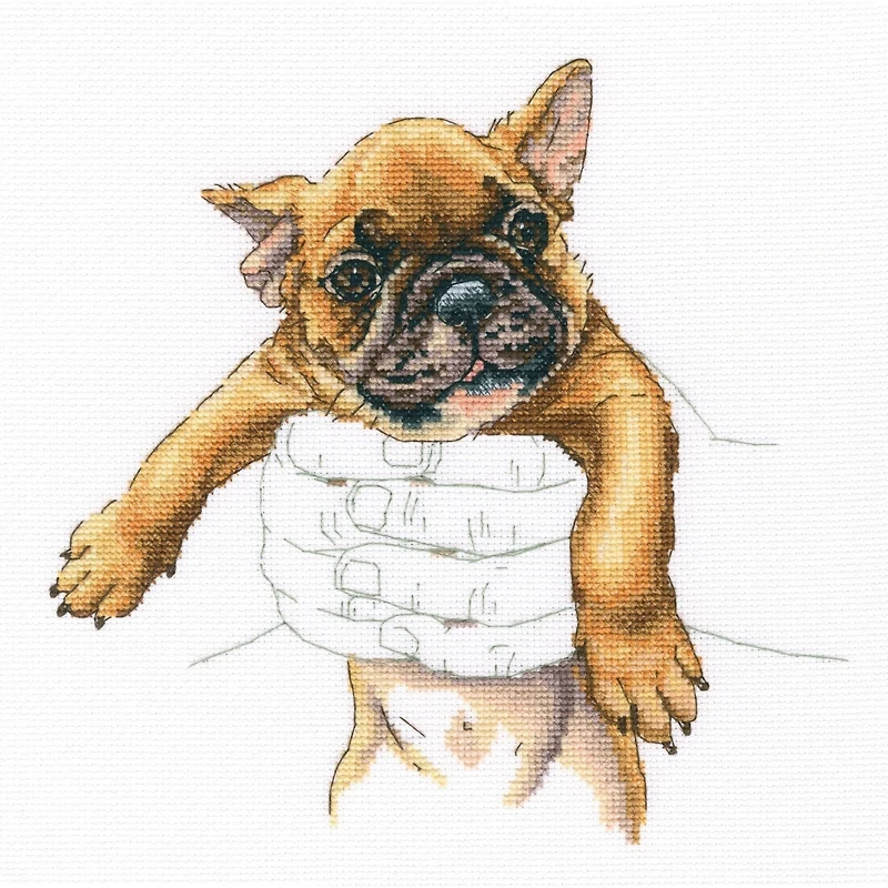 RTO Warmth in Palms French Bulldog Cross Stitch Kit
