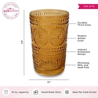 Kate Aspen® 13oz. Beaded Floral Amber Drinking Glasses, 6ct.