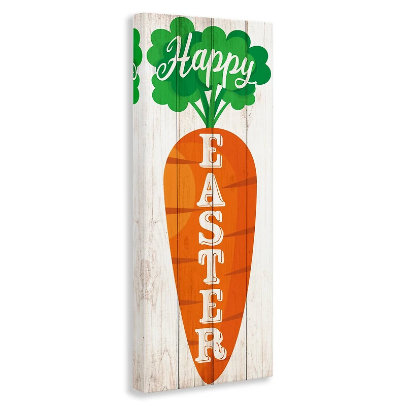 Stupell Industries Happy Easter Vertical Rustic Carrot Sign Phrase Canvas Wall Art