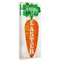 Stupell Industries Happy Easter Vertical Rustic Carrot Sign Phrase Canvas Wall Art