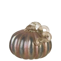 Glitzhome® 5" Blue & Gold Glittery Glass Pumpkin, 2ct.