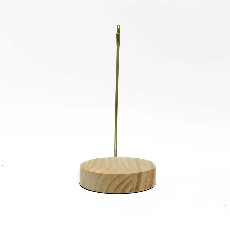 8" Gold Metal Ornament Hanger with Natural Wood Base by Ashland®