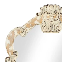 Cream Vintage Wood Wall Mirror, 39" x 25"