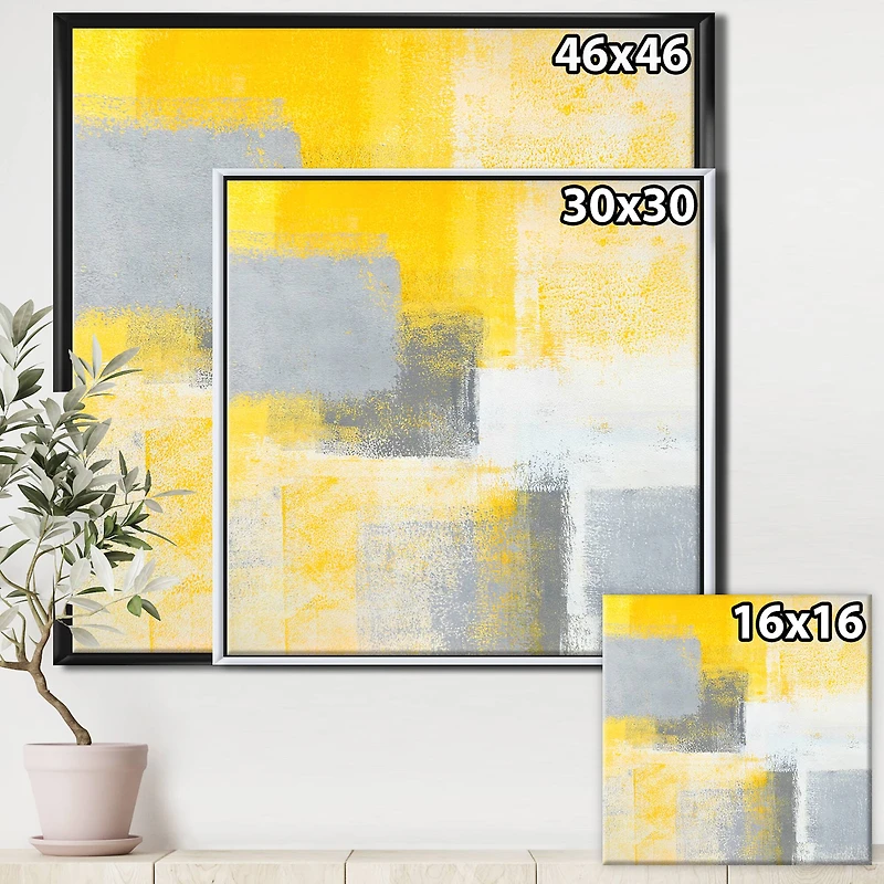 Designart - Grey and Yellow Blue Abstract IXX