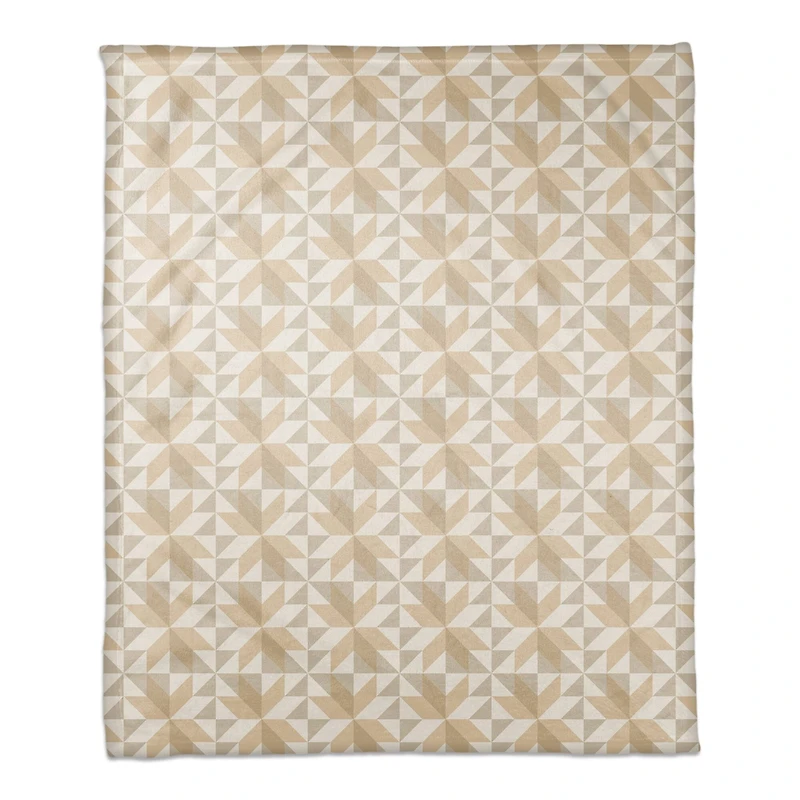Neutral Barn Star Pattern Coral Fleece Blanket