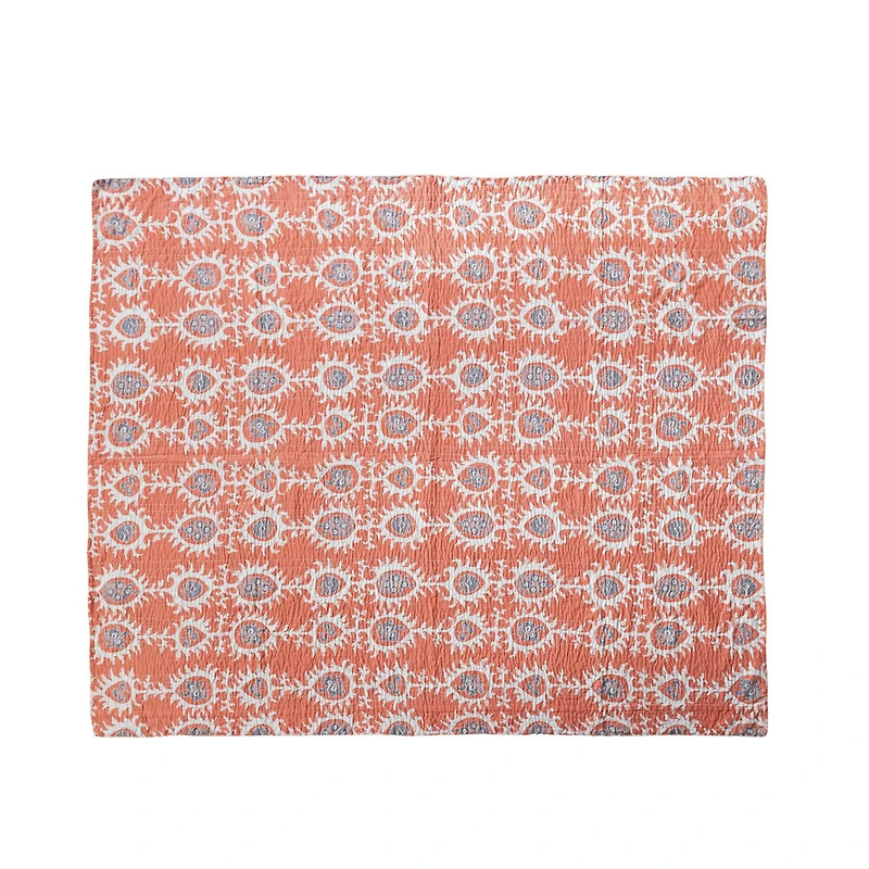 Hello Honey® 60" Orange Patterned Cotton Voile Throw