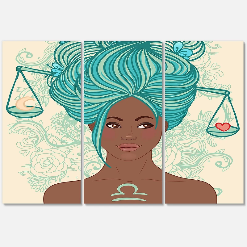 Designart - Portrait of African American Woman With Blue Hair I