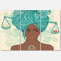 Designart - Portrait of African American Woman With Blue Hair I