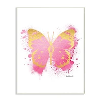 Stupell Industries Hot Pink Pop Butterfly Glam Paint Splatter Wall Plaque