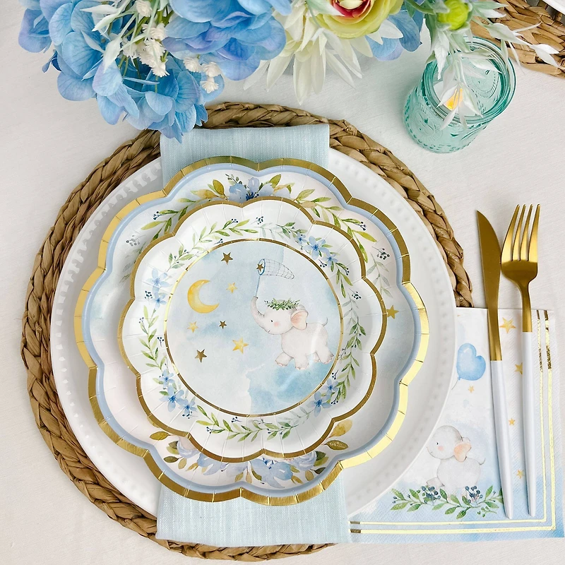 Kate Aspen® 7" Blue Elephant Baby Shower Premium Paper Plates, 16ct.