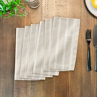 Cream & White Ticking Stripe Cotton Twill Dinner Napkin