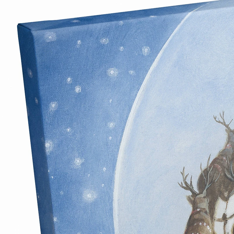 Santa Sleigh Painting Moon 16x16 Canvas Wall Art