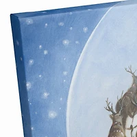 Santa Sleigh Painting Moon 16x16 Canvas Wall Art
