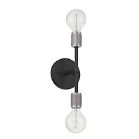 Hello Honey® 19" Maxim Black Modern Minimalist Metal Exposed 2-Bulb Wall Sconce