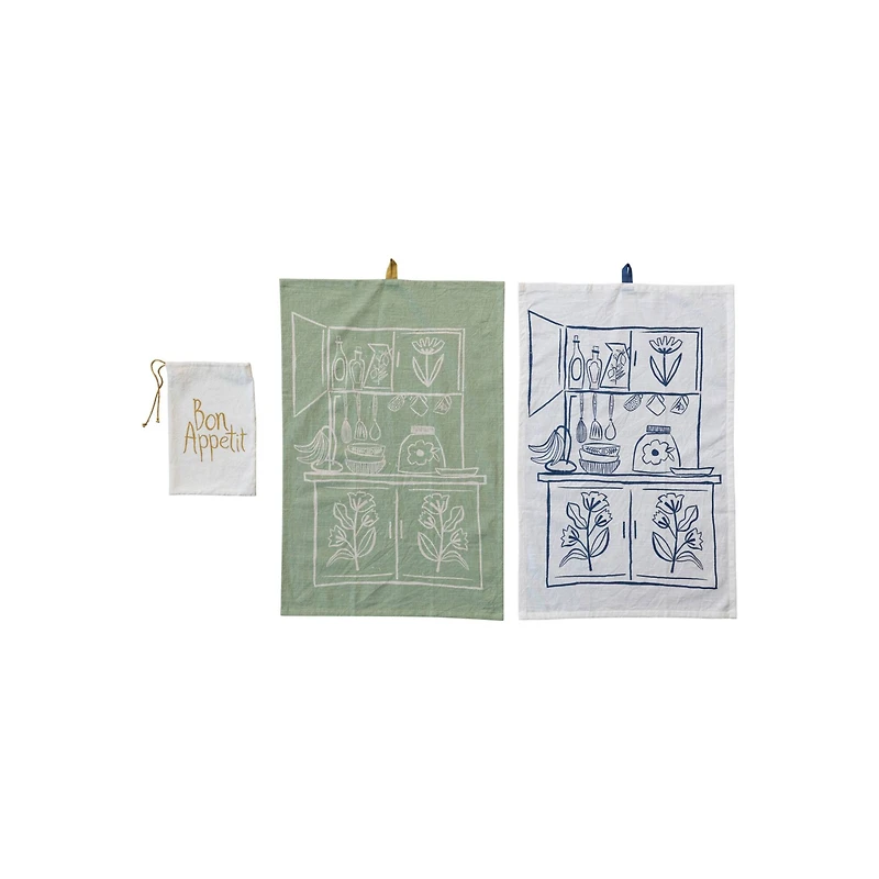 Hello Honey® Cream & Sage Kitchen-Themed Tea Towels, 2ct.