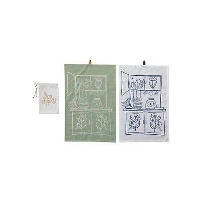 Hello Honey® Cream & Sage Kitchen-Themed Tea Towels, 2ct.