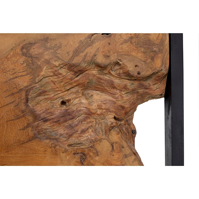 Set of 4 Brown Teak Wood Rustic Abstract Wall Decor, 18" x 18"