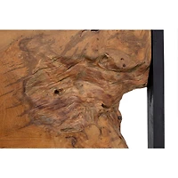 Set of 4 Brown Teak Wood Rustic Abstract Wall Decor, 18" x 18"
