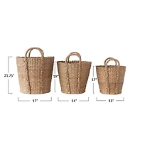 Hello Honey® Natural Handwoven Bankuan Basket with Braided Handles Set