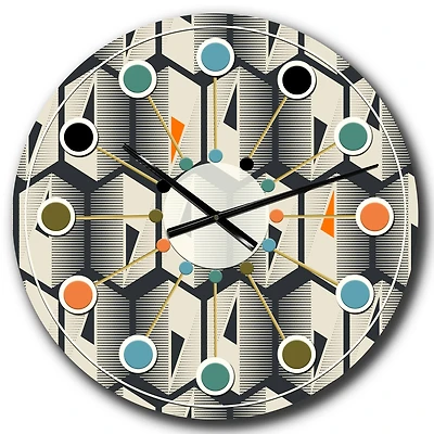 Designart 'Abstract Retro Triangular Geometrics Mid-Century Modern Wall Clock