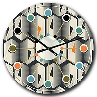 Designart 'Abstract Retro Triangular Geometrics Mid-Century Modern Wall Clock