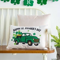 Glitzhome® 18" Faux Burlap Happy St. Patrick's Day Truck Pillow