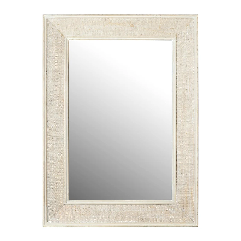 Hello Honey® 31" White Wash Rectangle Wall Mirror with Rattan Detail