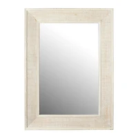 Hello Honey® 31" White Wash Rectangle Wall Mirror with Rattan Detail