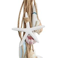 Brown Jute Rope Fish Layered Hanging Home Wall Décor with Cream Shell and Starfish Accents